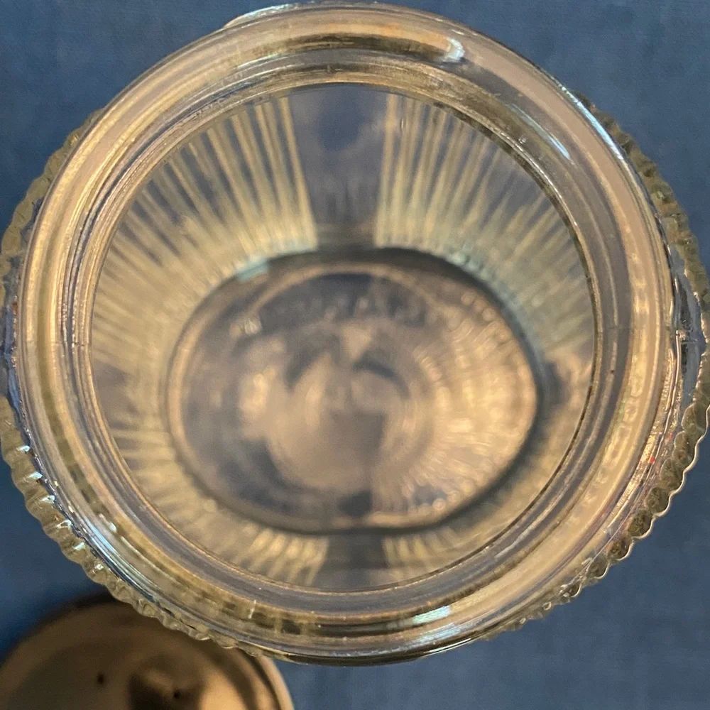 Vintage 1930’s Hoosier Pepper Shaker - Ribbed Clear Glass with Black Metal Lid